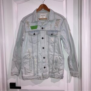 Light Wash Distressed Denim Jacket - size M